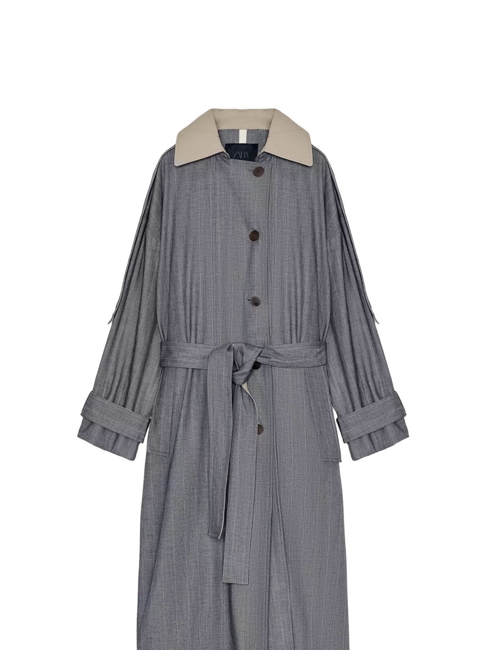 Zara Grey Trench Coat with Contrast Collar